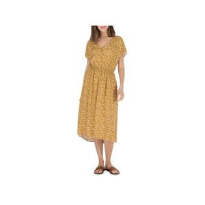 B COLLECTION Womens Short Sleeve Split Midi Fit + Flare Dress